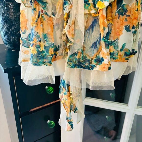 By Anthropologie Sleeveless Trailing Ruffle Blouse S NWT - Picture 12 of 16